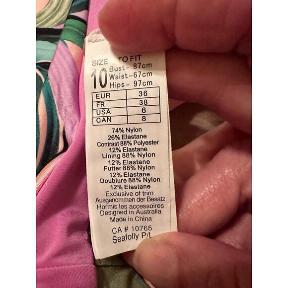 Seafolly Women's Reversible Las Palmas High Rise Bikini Bottom Size 6 Peach NWT - Picture 7 of 9